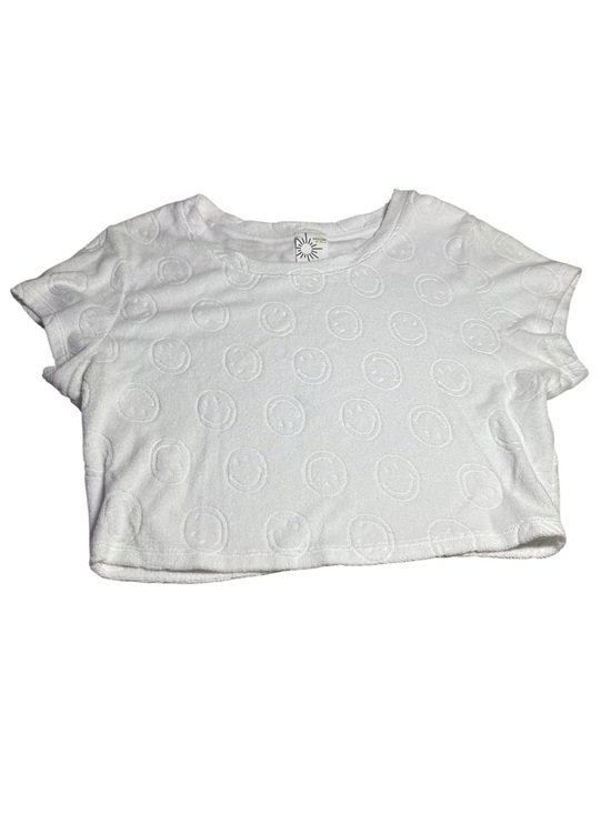 aerie Tops - aerie White Embossed Smiley Crop Tee